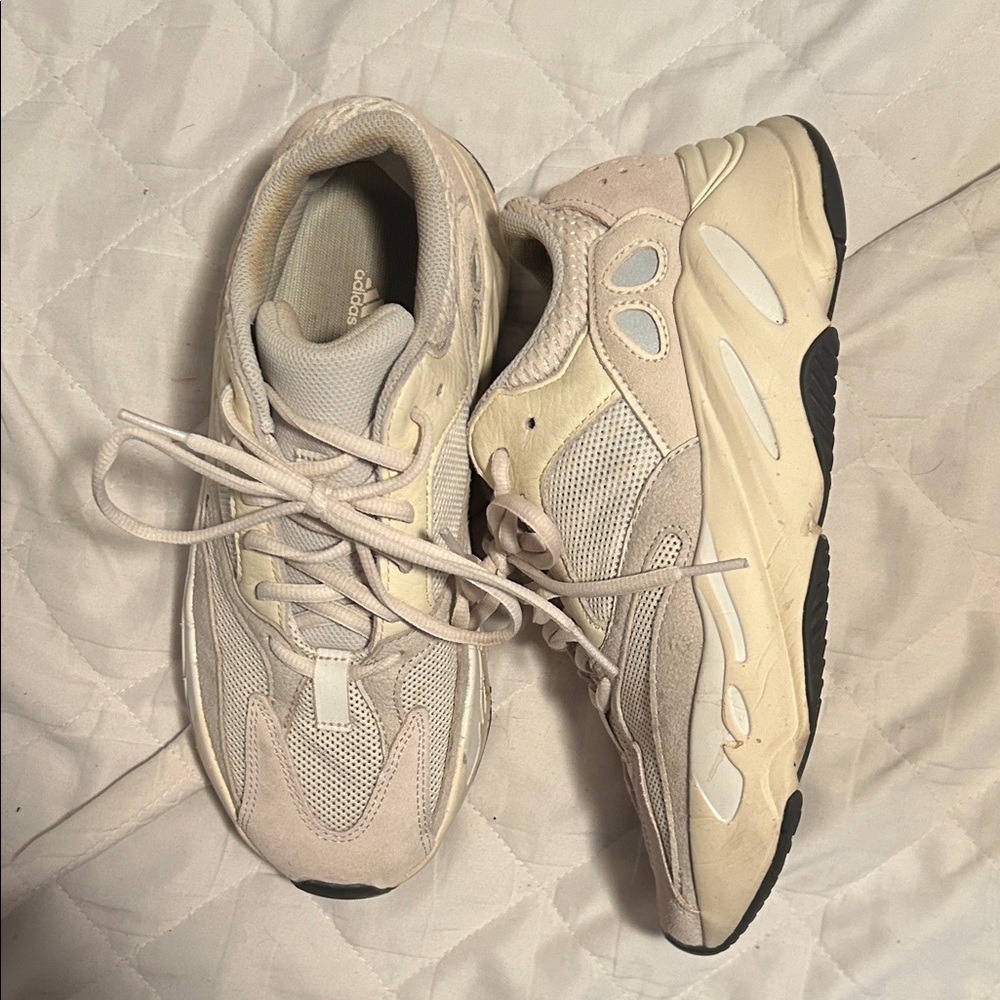 Yeezy Adidas Cream and Gray Sneakers